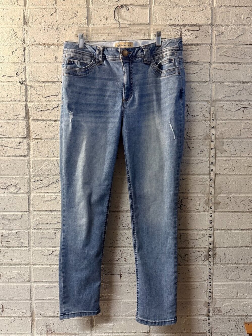 Democracy Womens 12 Ab Technology Skinny Jeans Light Wash Distressed Stretch Den